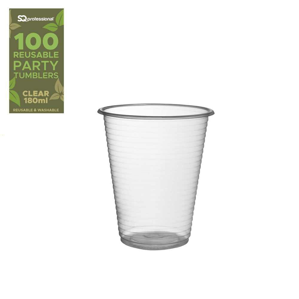 SQ Professional - Reusable Party Tumblers 100pc Clear 180ml 