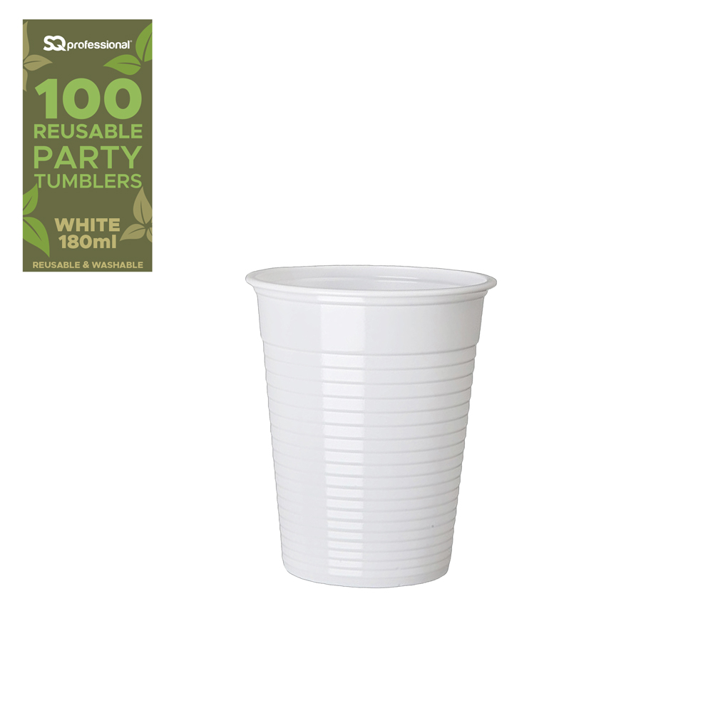 SQ Professional - Reusable Party Tumblers 100pc White 180ml 