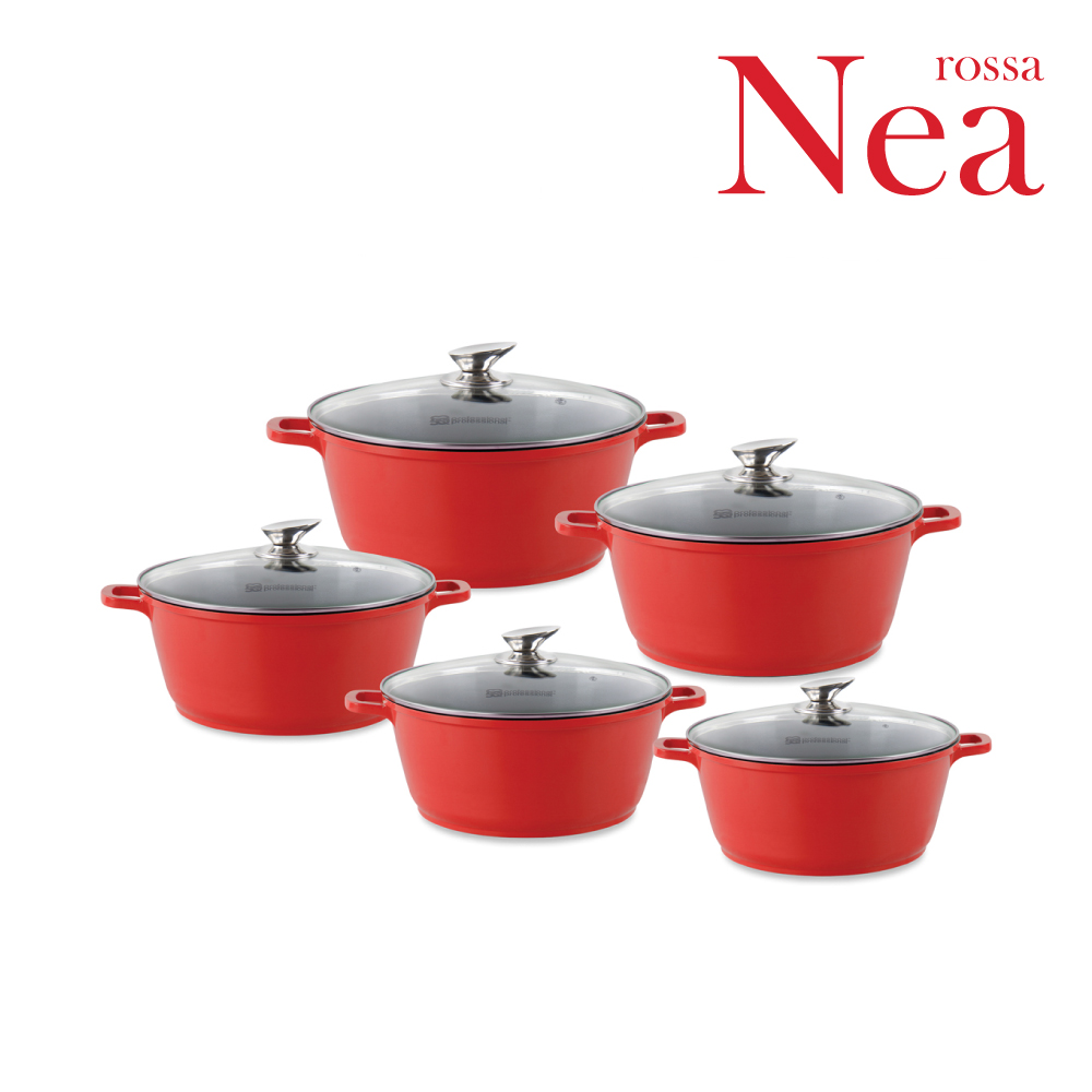 SQ Professional - Nea Die-cast Stockpot Set 5pc Rossa