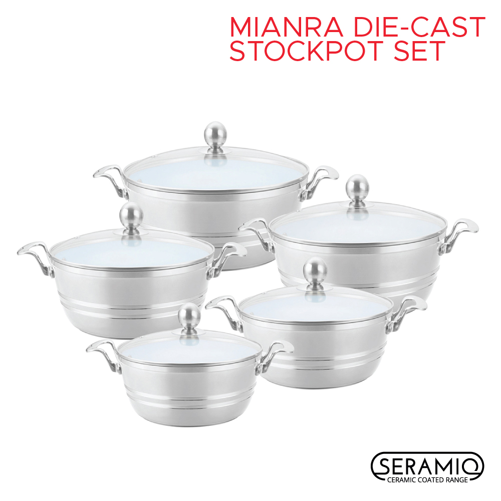 SQ Professional - Mianra Die-cast Stockpot Set 5pc Quartz