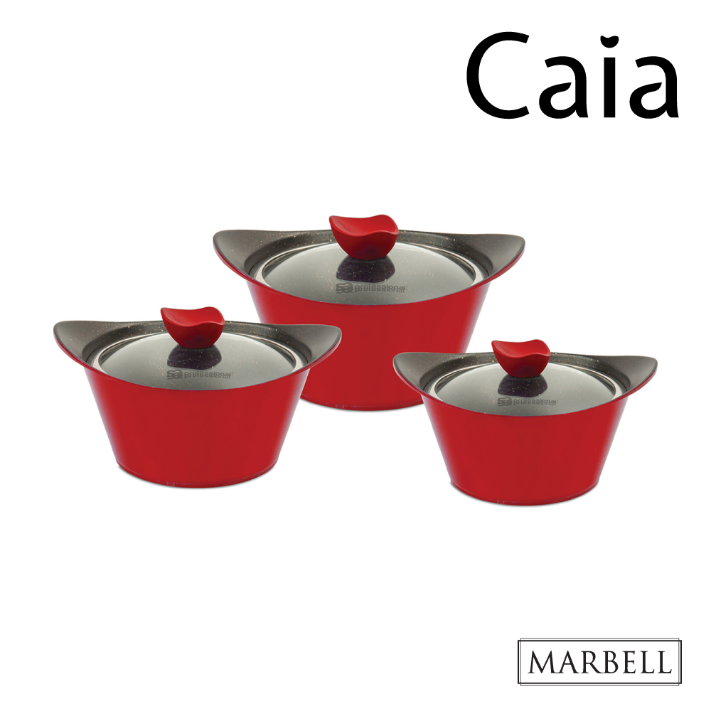 SQ Professional - Caia Marbell Die-cast Stockpot Set 3pc Red 20-24-28cm 