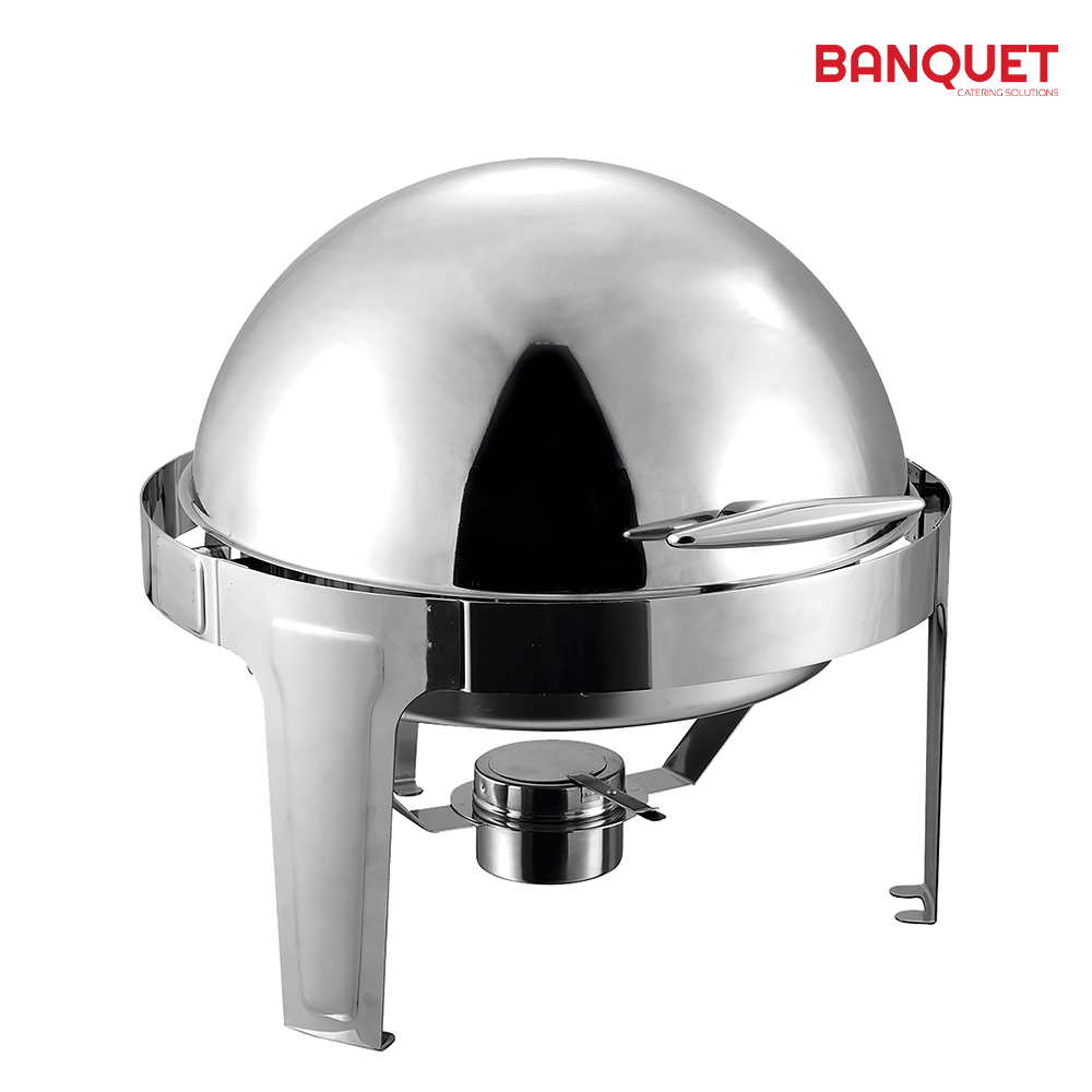 SQ Professional - Banquet Chafing Dish w Roll Top Round Silver 6.5L 46cm  