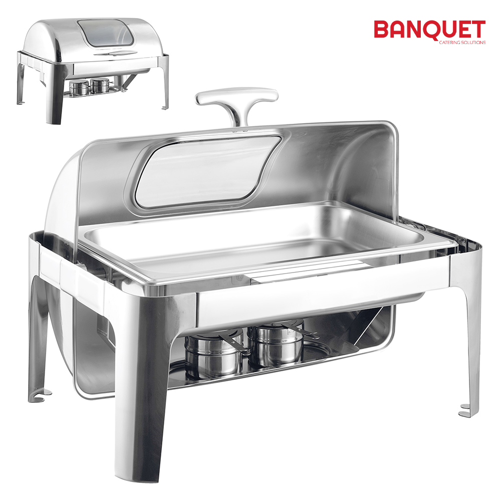 SQ Professional - Banquet Chafing Dish w Roll Top and Window Single