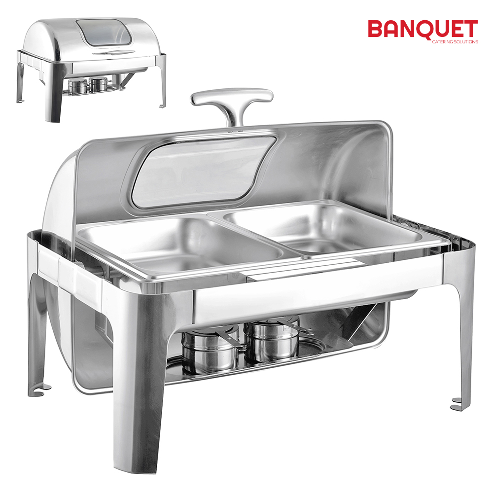 SQ Professional - Banquet Chafing Dish w Roll Top and Window Double 