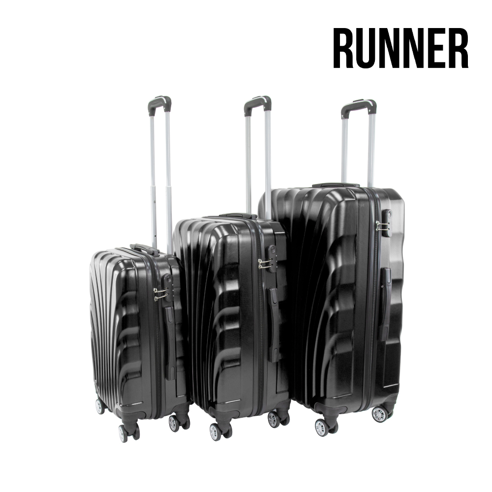 SQ Professional - Runner Luggage Suitcase Set 3pc Black