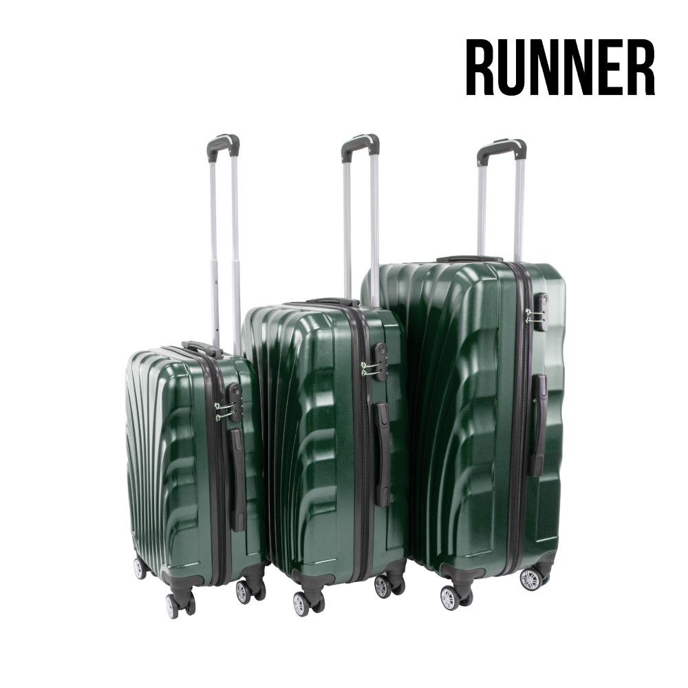 SQ Professional - Runner Luggage Suitcase Set 3pc Green