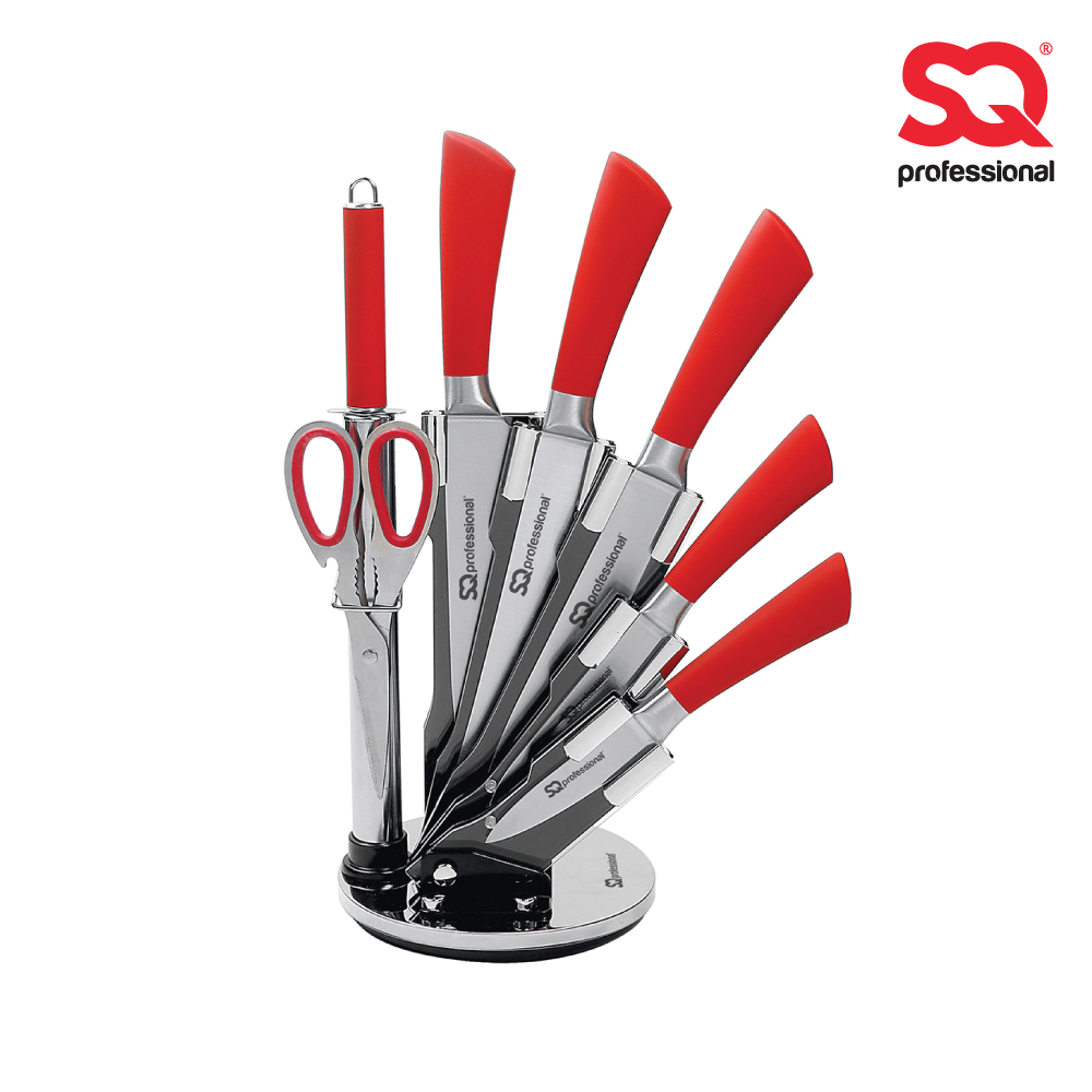 SQ Professional - Stainless Steel Kitchen Knife Set 8pc Red 