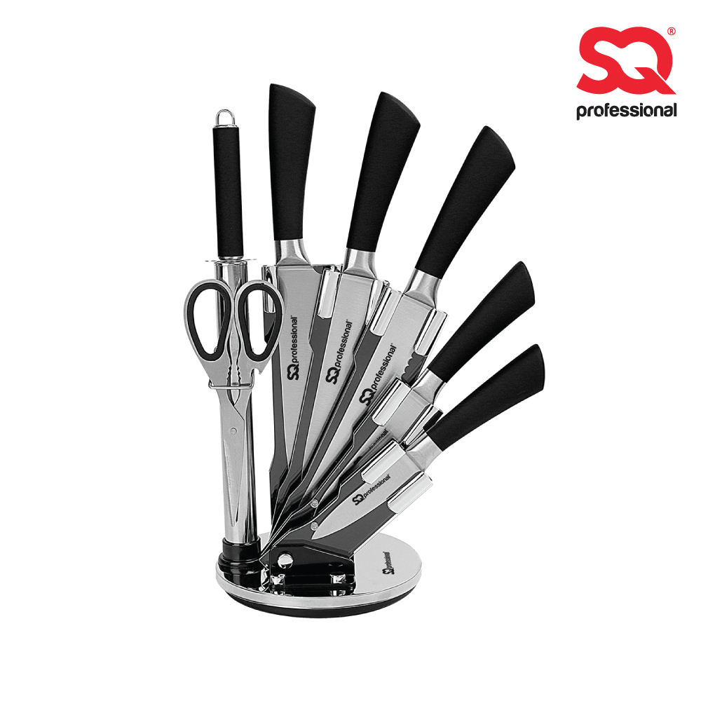 SQ Professional - Stainless Steel Kitchen Knife Set 8pc Black