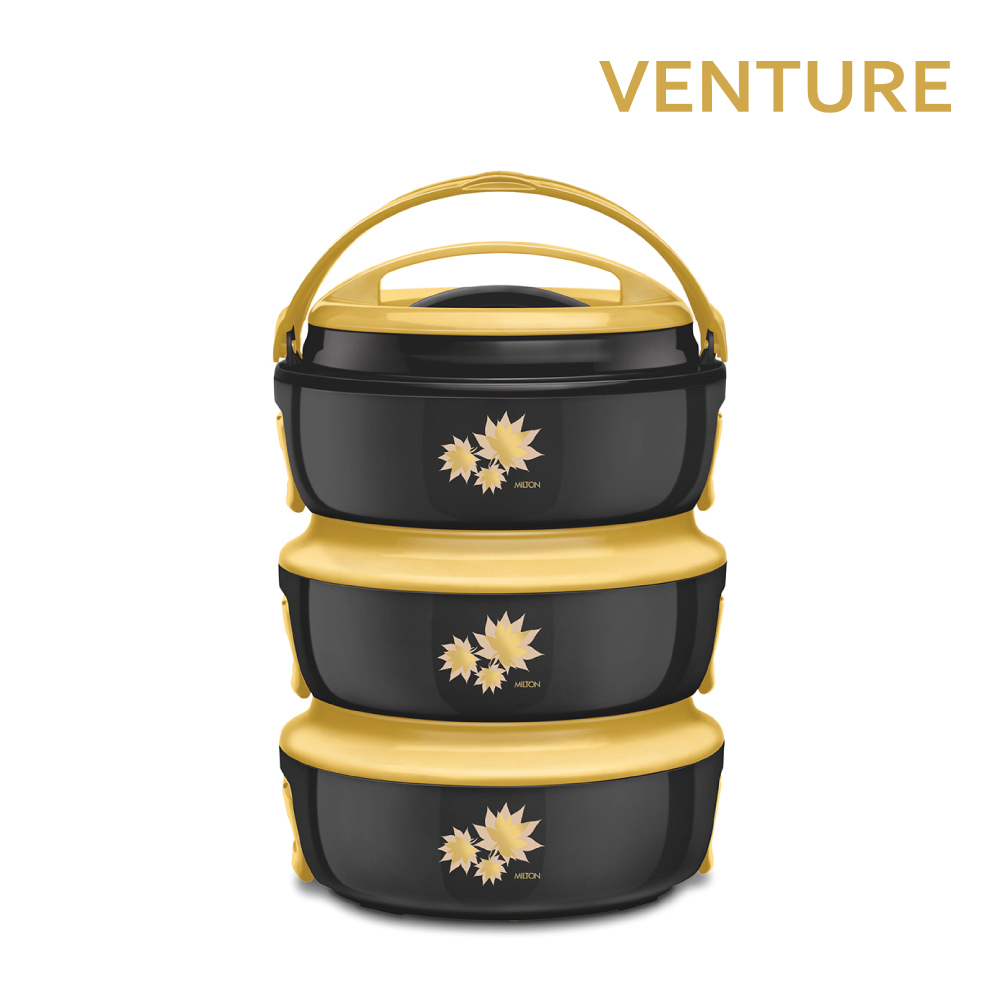 SQ Professional - Venture Insulated Casserole Set 3pc Black-Gold 3x1.5L Leak Lock 