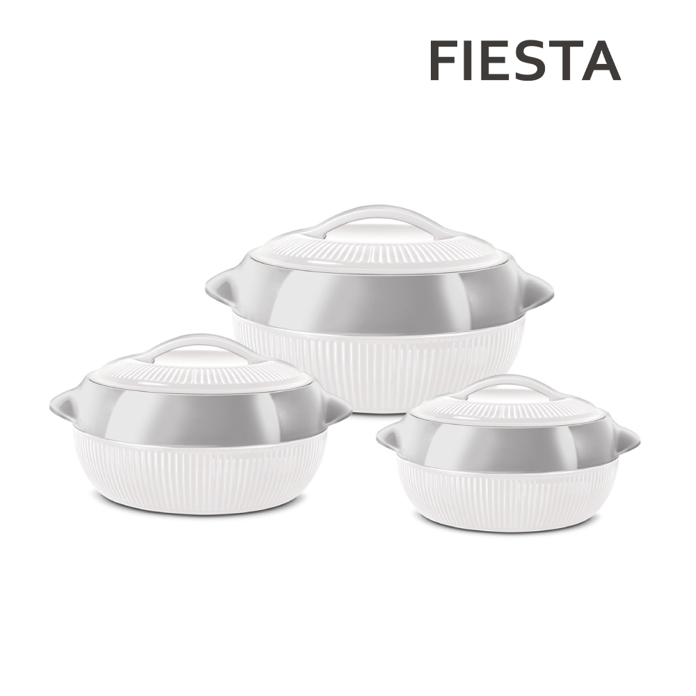 SQ Professional - Fiesta Insulated Hot Pot Set 3pc White-Silver 1L-1.5L-2.5L