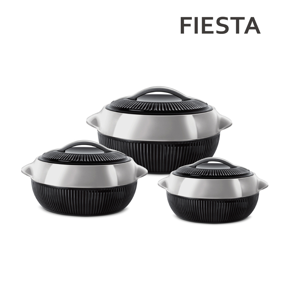 SQ Professional - Fiesta Insulated Hot Pot Set 3pc Black-Silver 1L-1.5L-2.5L