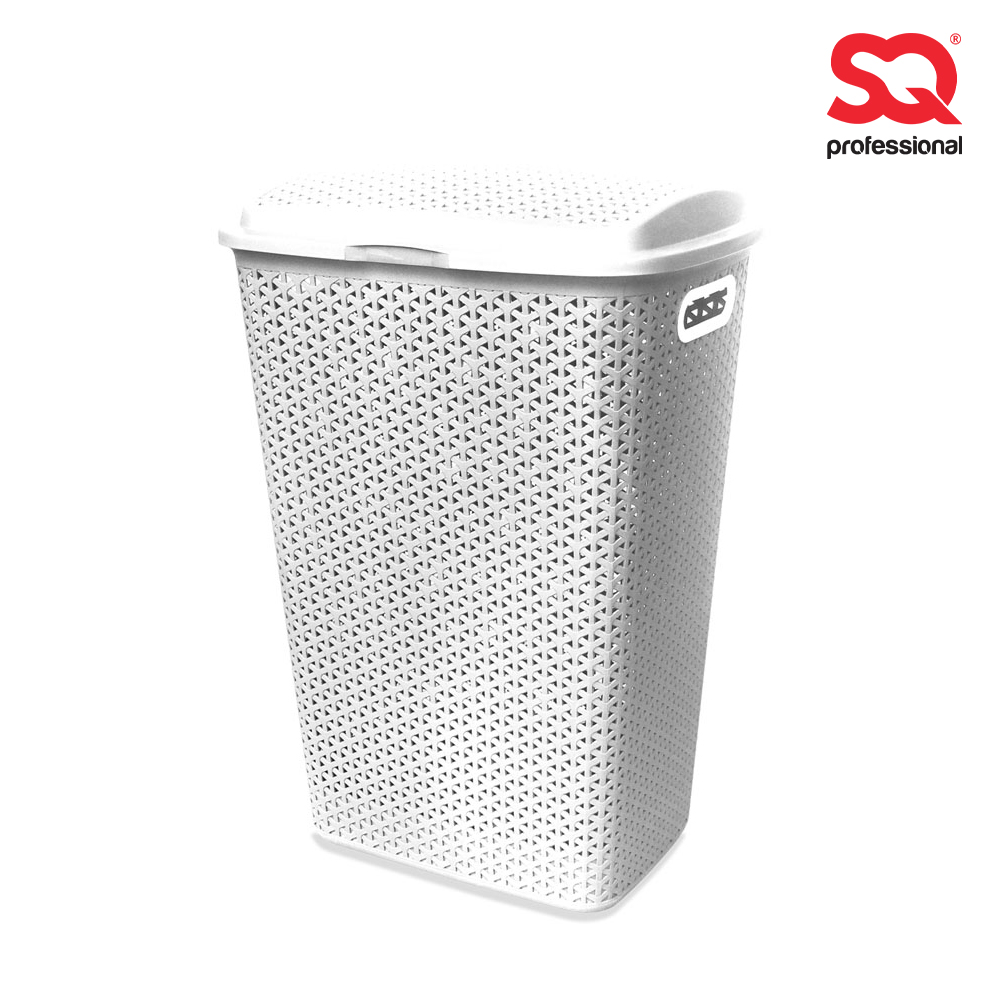 SQ Professional - Rattan Laundry Hamper White 54L