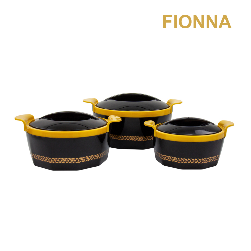 SQ Professional - Fionna Insulated Hot Pot Set 3pc Black 1.0L-1.5L-2.5L 