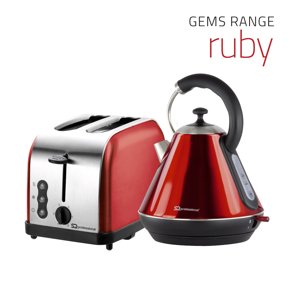 Result - Gems Breakfast Set 2pc Kettle-Toaster Ruby