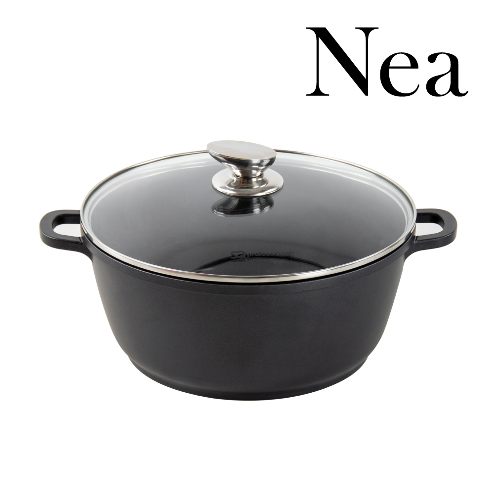 SQ Professional - Nea Die-cast Stockpot w Silicone Handle Grips Nera 20cm