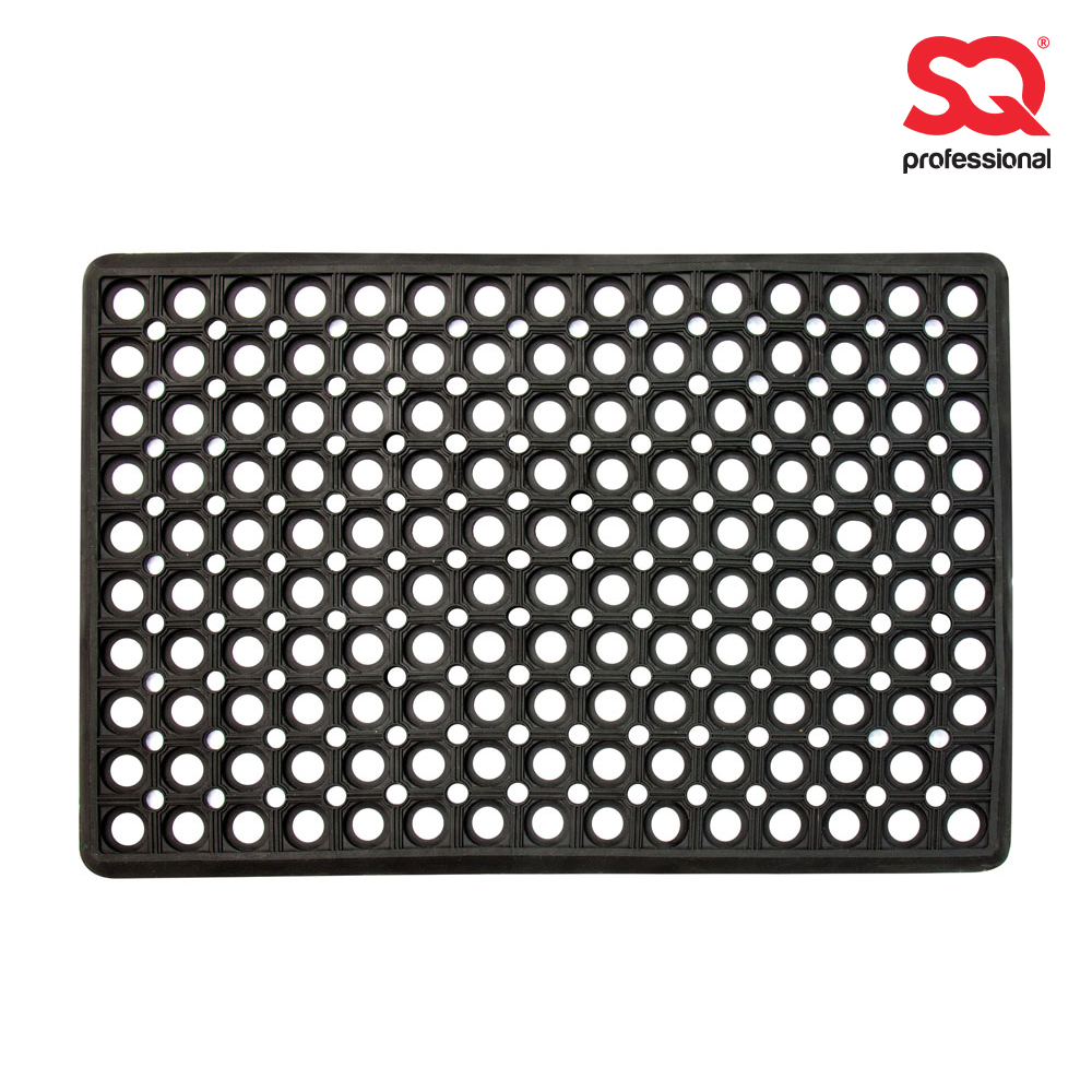 SQ Professional - Rubber Doormat Rectangular Rings Black 60x40cm