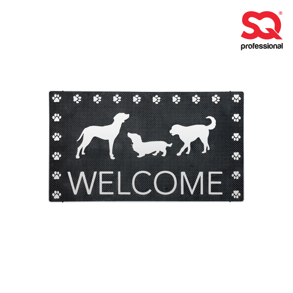 SQ Professional - Rubber Doormat Rectangular Welcome Dogs Silver 70x40cm