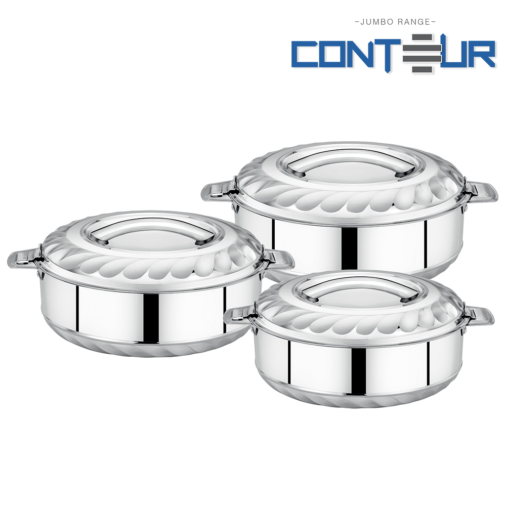 SQ Professional - Jumbo Contour Stainless Steel Hot Pot Set 3pc 10-15-20L