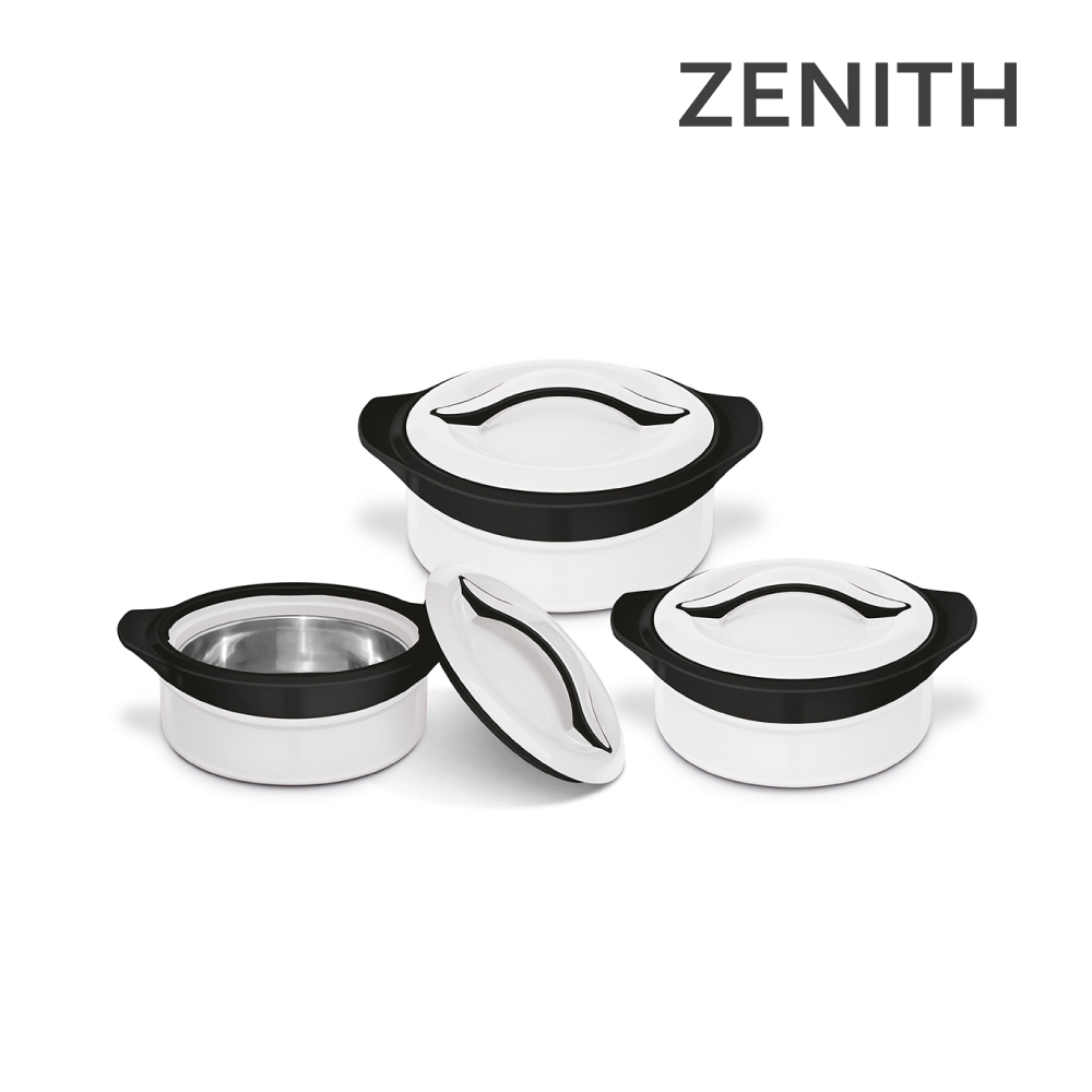 SQ Professional - Zenith Insulated Casserole Set 3pc White-Black 1L-1.5L-2.5L