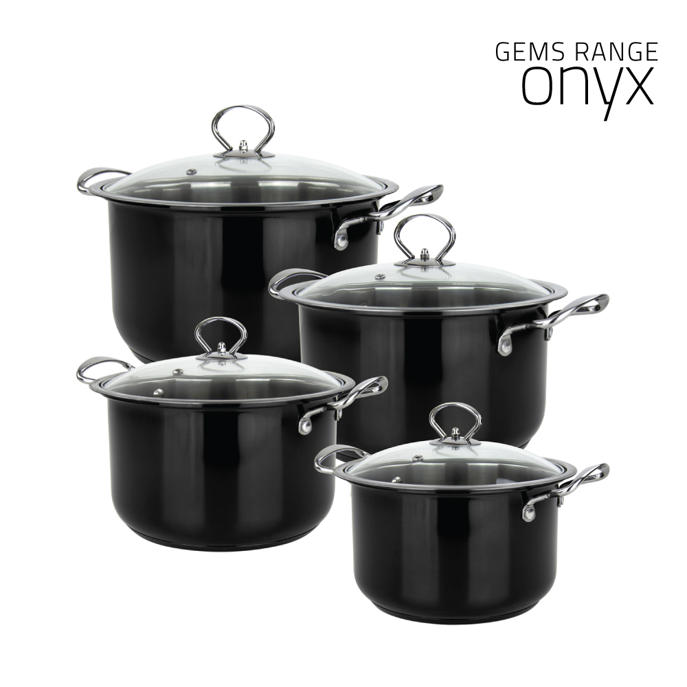 SQ Professional - Gems Stainless Steel Stockpot Set 4pc Onyx 18-20-22-24cm