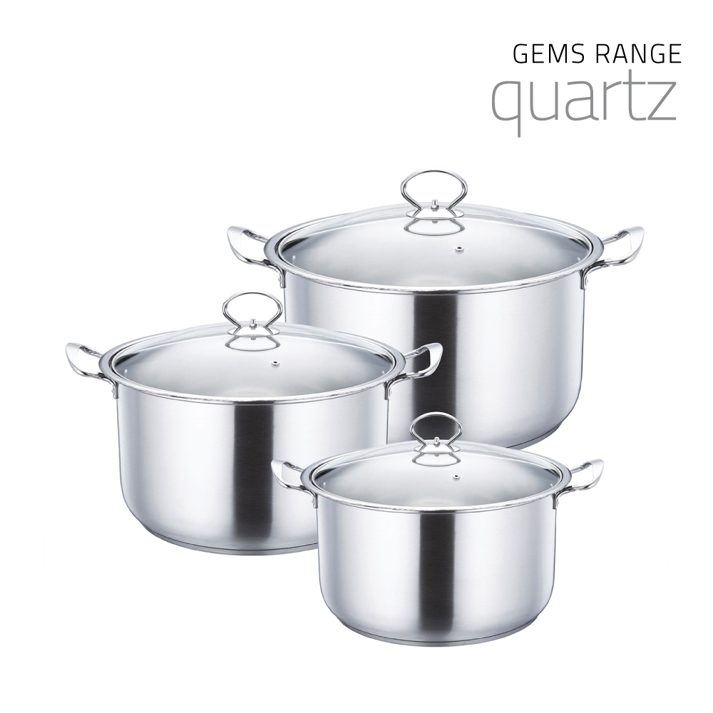 SQ Professional - Gems Stainless Steel Stockpot Set 3pc Quartz 26-28-30cm