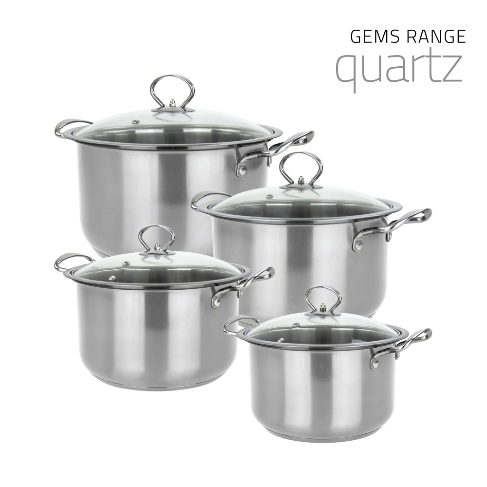 SQ Professional - Gems Stainless Steel Stockpot Set 4pc Quartz 18-20-22-24cm