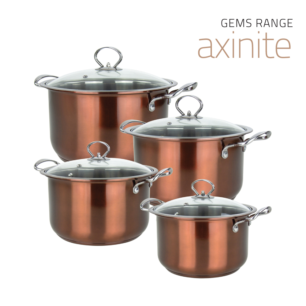 SQ Professional - Gems Stainless Steel Stockpot Set 4pc Axinite 18-20-22-24cm 