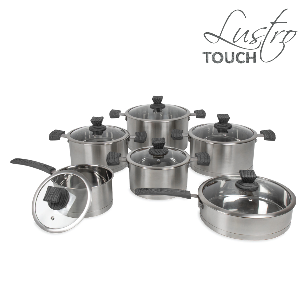 SQ Professional - Lustro Touch Stainless Steel Cookware Set 6pc Black 